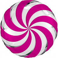 Фольгована кулька круг "Льодяник" малинова 18"(45см) 1шт.