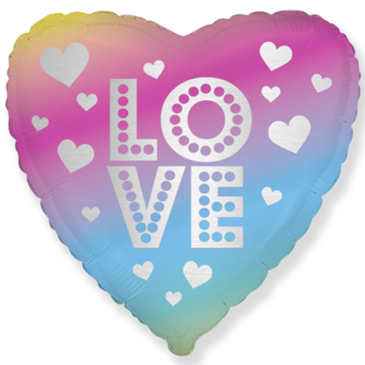 Фольгована кулька серце "LOVE" градієнт Flexmetal 18"(45см) 1шт.