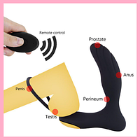 Вібростимулятор простати з ерекційним кільцем, вібратор масажер для простати на пульті, інтимні іграшки