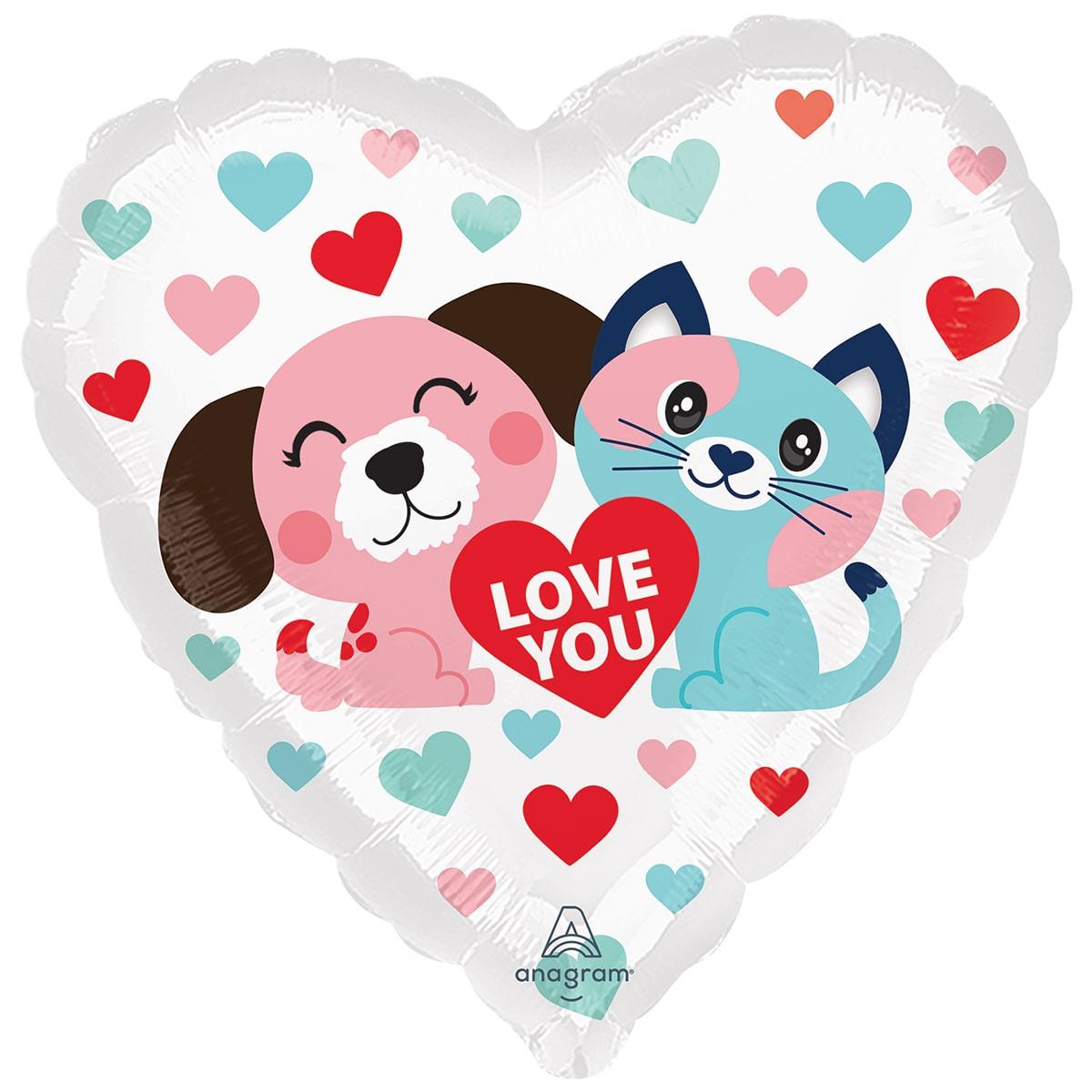 Фольгована кулька серце "Love you" кольорова Anagram 18"(45см) 1шт.