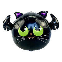 Фольгована кулька фігура "Кіт-кажан" чорна 72х50 см. в уп. (1шт.)