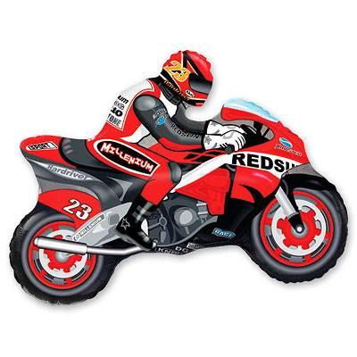 Фольгована кулька фігура "Мотоцикліст" червона Flexmetal 67х84 см. (1шт.)