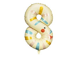 Фольгована кулька цифра "8 Змійка" кремова Party Deco 55×88 см. 1 шт