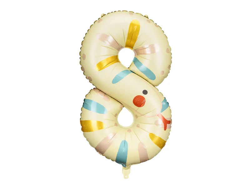 Фольгована кулька цифра "8 Змійка" кремова Party Deco 55×88 см. 1 шт