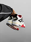 Чоловічі кросівки Nike Air Jordan 4 Retro білі з червоним Найк Джордан шкіряні осінні, фото 8