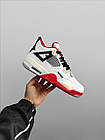 Чоловічі кросівки Nike Air Jordan 4 Retro білі з червоним Найк Джордан шкіряні осінні, фото 6