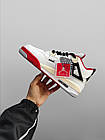 Чоловічі кросівки Nike Air Jordan 4 Retro білі з червоним Найк Джордан шкіряні осінні, фото 4