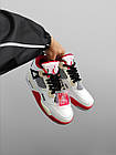 Чоловічі кросівки Nike Air Jordan 4 Retro білі з червоним Найк Джордан шкіряні осінні, фото 7
