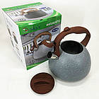 Чайник Unique зі свистком UN-5306 2,7л мармур, чайник для газової плитки, чайник на плиту. Колір: сірий, фото 3