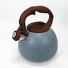 Чайник Unique зі свистком UN-5306 2,7л мармур, чайник для газової плитки, чайник на плиту. Колір: сірий, фото 4