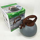 Чайник Unique зі свистком UN-5306 2,7л мармур, чайник для газової плитки, чайник на плиту. Колір: сірий, фото 6