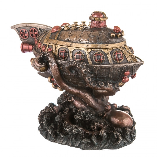 Статуетка-скринька в стилі стимпанк "Підводний човен" з полістоуну від італійського бренду Veronese 16 см, фото 1