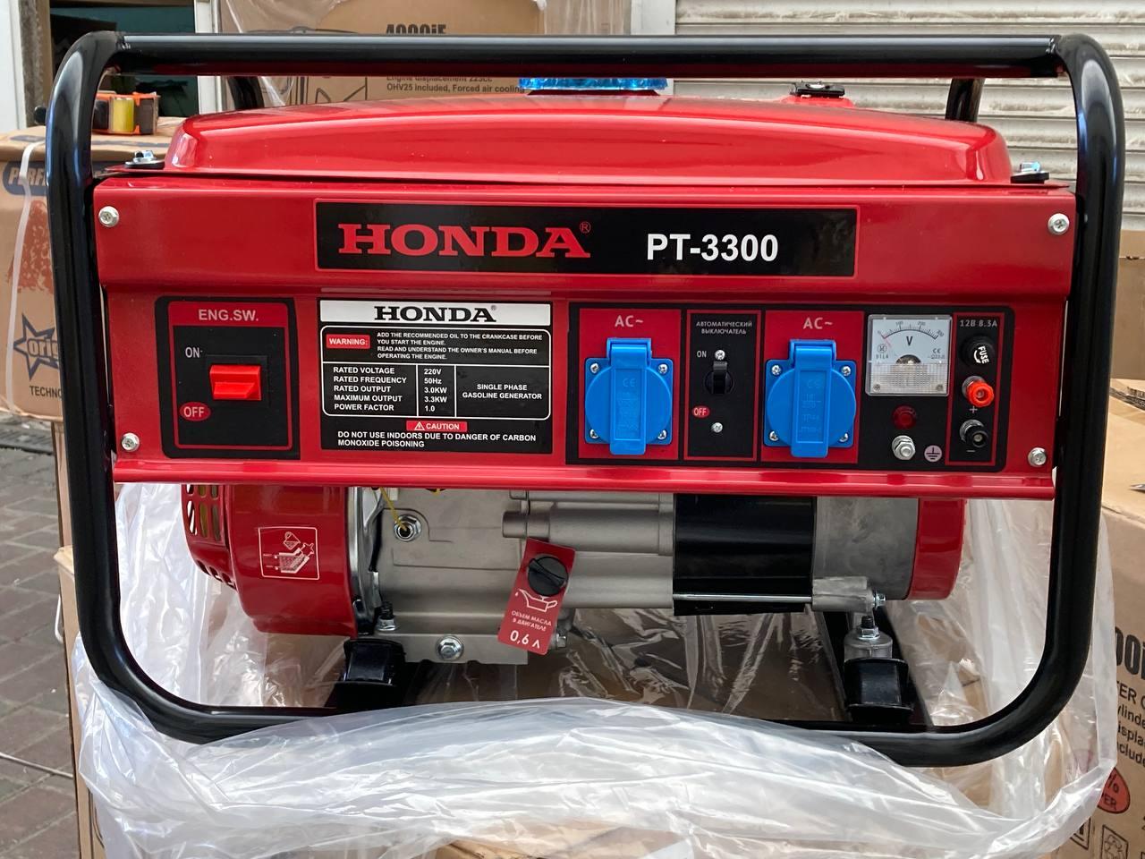 Бензиновий генератор Honda PT-3300 3.3 кВт з мідною обмоткою, до 15 годин роботи, ручний стартер