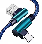 Кутовий кабель usb type-c для швидкого заряджання qc 1 м 1867