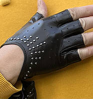 Женские кожаные перчатки без пальцев