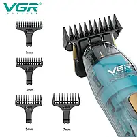 Комбо-набір для стрижки машинка, тример та електробритва VGR Professional Set Blue (V-695+V-961+V-352-Blue), фото 6