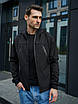 Чоловіча куртка з капюшоном чорна весна-осінь Softshell демісезонна мікрофліс Розміри: S, M, L, XL, фото 2