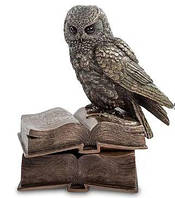 Оригинальная статуэтка с шкатулкой "Сова на книгах" из полистоуна от итальянского бренда Veronese 18 см Коричневый