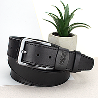 Ремень мужской кожаный со строчкой Handycover HC0072 черный (130 см)