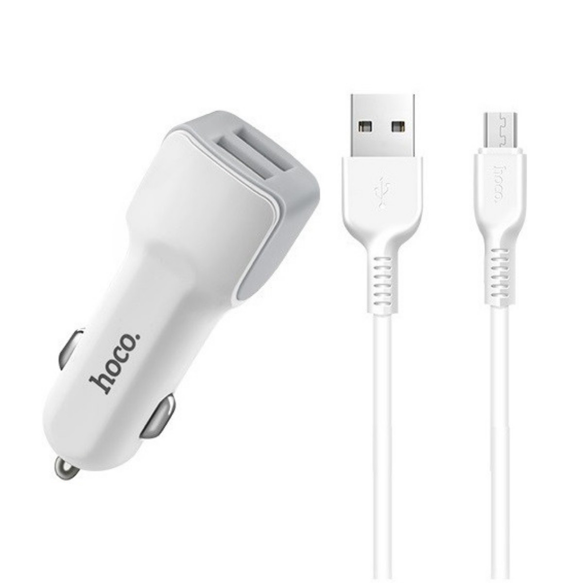 АЗП Micro USB 5V/2.4A 2USB Z23 white Hoco