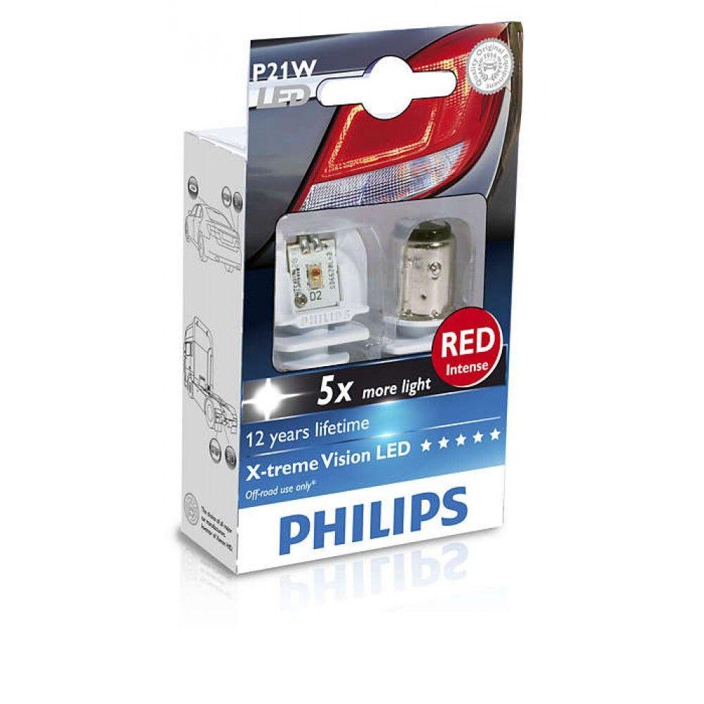 Лампа стоп-сигналу LED Philips P21W 12/2 12898RX2 Red (2шт.)