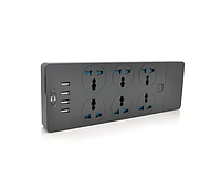 Удлинитель ТВ-Т12 6 розеток + 4 USB 2 м сечение 3х0 75мм 3000W Black