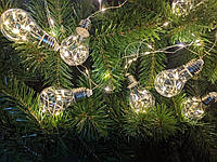 Новогодняя светодиодная гирлянда-штора Лампочки с наполнением 10 шт. 4 метра (белый)