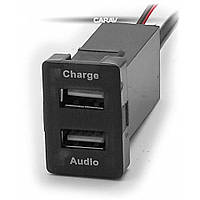 Роз'єм USB в штатну заглушку Carav 17-104 Toyota/Lexus / 2 порти: аудіо + зарядний пристрій