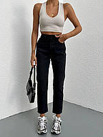 Женские джинсы МОМ, с высокой посадкой, черные