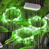 Новогодняя светодиодная гирлянда нить Роса 50 LED 5 метров Зеленый на батарейках 2*CR2032