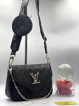 Жіноча сумка Louis Vuitton, 3 в 1, тканинний ремінь, 24*16 см/19*12 см, 931101