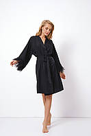 Комплект Brigitte, женский халат + рубашка черного цвета от Aruelle. M
