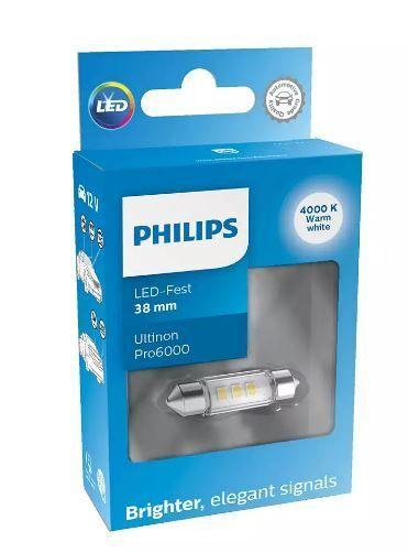 Габарит LED Philips White Ultinon Pro6000 12V C5W 38mm 4000K (1шт.) 11854WU60X1