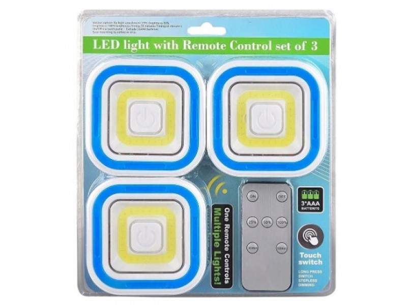 Комплект LED-світильників LED light with Remote Control Set Square квадратні із сенсорною кнопкою