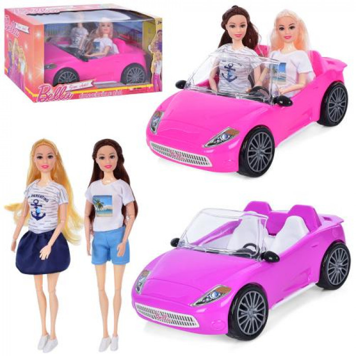 Ляльки в рожевому кабріолеті R268-B, машина 30 см, 2 кольори