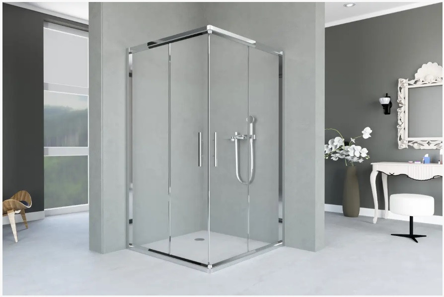 Душова кабіна Aquanil INDIANA 75х100х190, розсувні двері, профіль сріблясте прозоре скло БЕЗ ПІДДОНА, фото 1