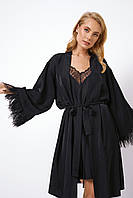 Комплект Brigitte, женский халат + рубашка черного цвета от Aruelle.