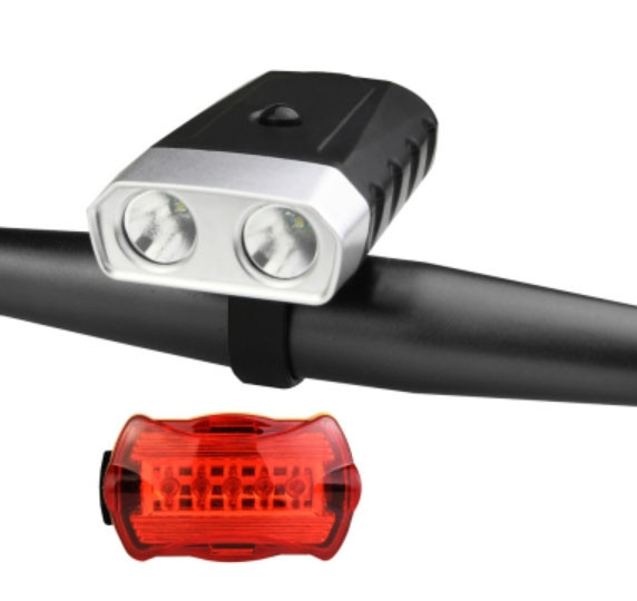 Велофара із заднім ліхтарем мигалкою RB-B12 велосипедний водонепроникний ліхтар із кріпленням на батарейках, фото 1