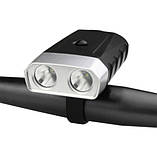 Велофара із заднім ліхтарем мигалкою RB-B12 велосипедний водонепроникний ліхтар із кріпленням на батарейках, фото 2