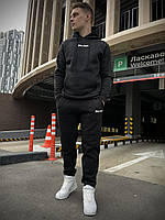 Мужской спортивный костюм Palm Angels с начесом зимний осенний Худи + Штаны на флисе черный