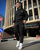 Мужской спортивный костюм Jordan с начесом зимний осенний Худи + Штаны на флисе черный