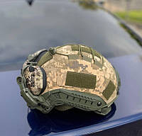 Військовий тактичний шолом каска Fast з активними навушниками Walkers Razor кріпленням Чебурашка на каску та кавер