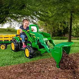 Дитячий електромобіль Екскаватор John Deere Ground Loader Peg Perego + трейлер