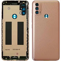Задня панель корпусу (кришка акумулятора) Motorola E40 зі склом камери, оригінал, Pink Clay