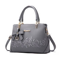 Женская сумка с цветами Серый "Lv"