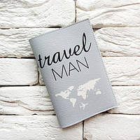 Обложка для паспорта Travel man 2 (серый)