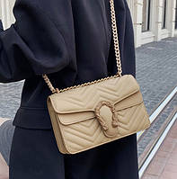 Маленькая женская сумочка клатч Подкова, мини сумка на цепочке через плечо сумка-клатс Бежевый "Lv"