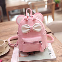 Маленький детский рюкзак сумочка Микки Маус с ушками. Мини рюкзачок сумка для ребенка 2 в 1 Розовый "Lv"