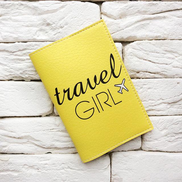 Обкладинка для паспорта Travel girl 5 (жовтий)