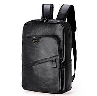 Качественный мужской городской рюкзак на плечи, модный стильный ранец экокожа Черный "Lv"
